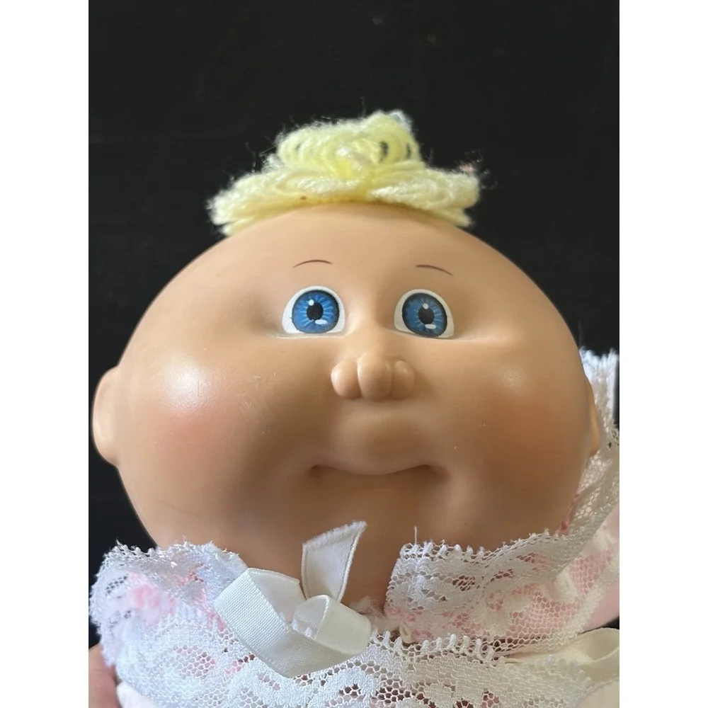 Vintage Cabbage Patch Doll Preemie Newborn Baby in Gown Blue Eyes 1982 Coleco